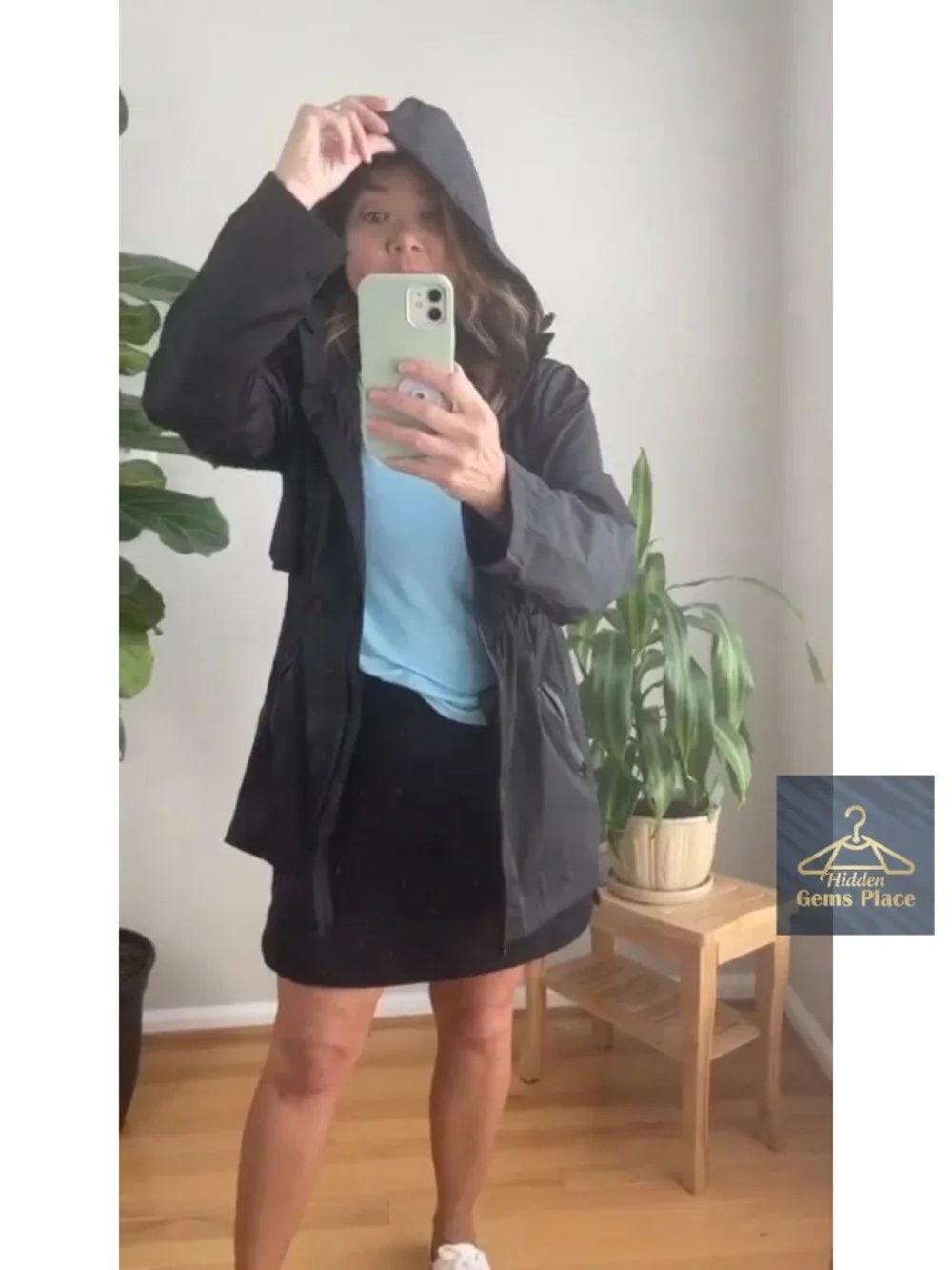 Women's Long Raincoat with Hood Lightweight Waterproof Rain Jacket Travel